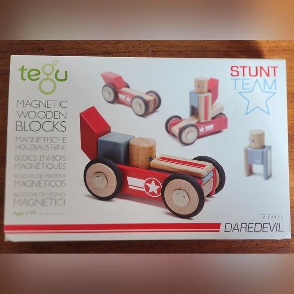 Tegu Daredevil Stunt Team Magnetic Wooden Blocks MIB New Set! - Picture 2 of 6